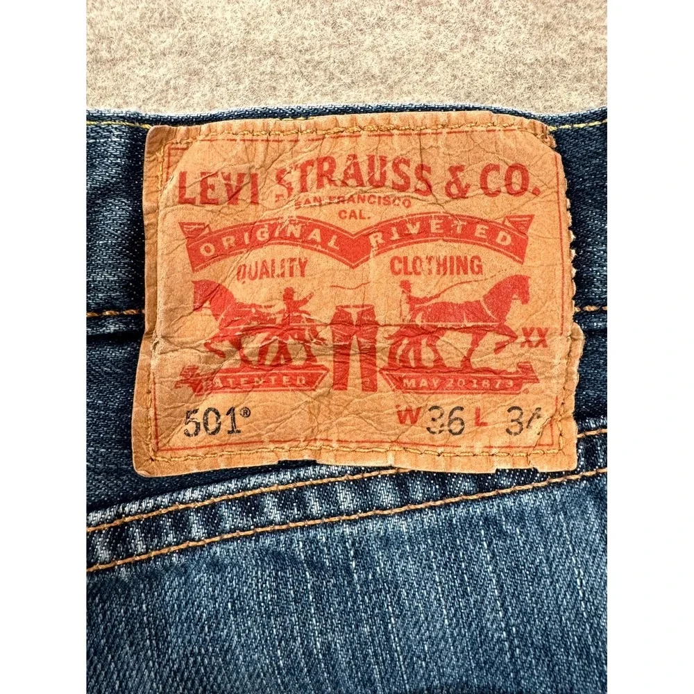 Levis 501 Original Straight Leg Jeans Mens 36x34 Blue Denim 14501-0033